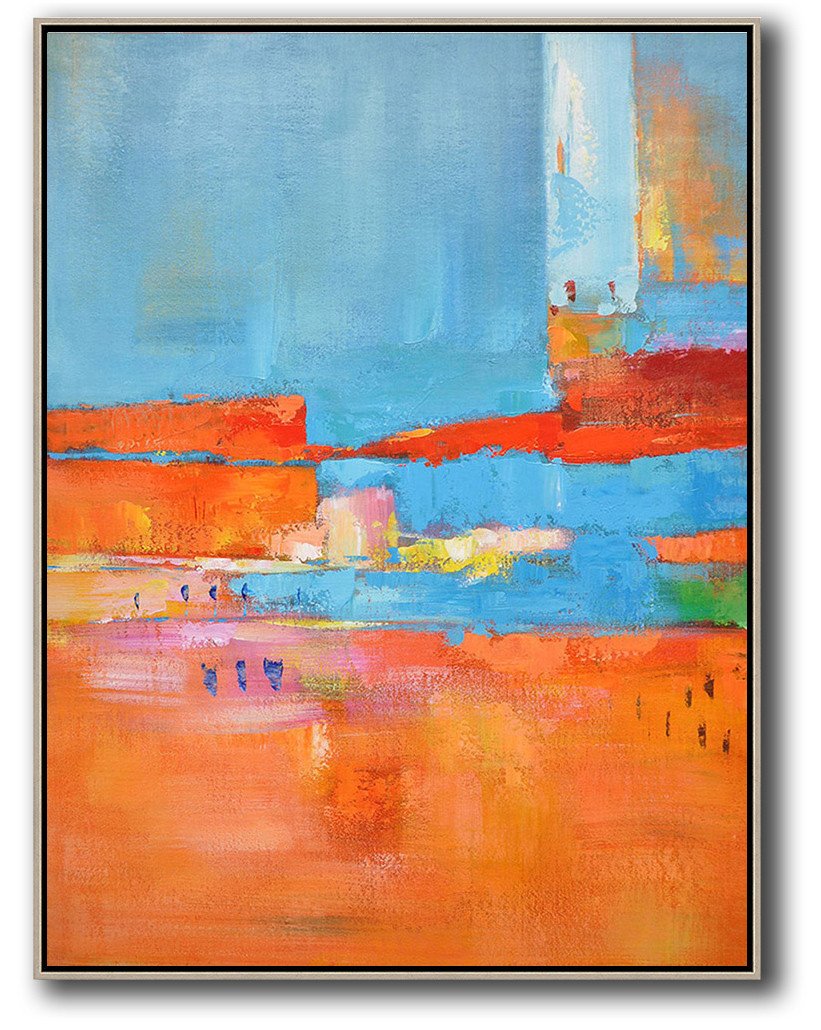 Vertical Palette Knife Contemporary Art #L3B - Contemporary Wall Art Large